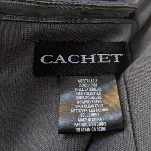 Cachet Gunmetal Floorlength Dress One Shoulder - Picture 7 of 9